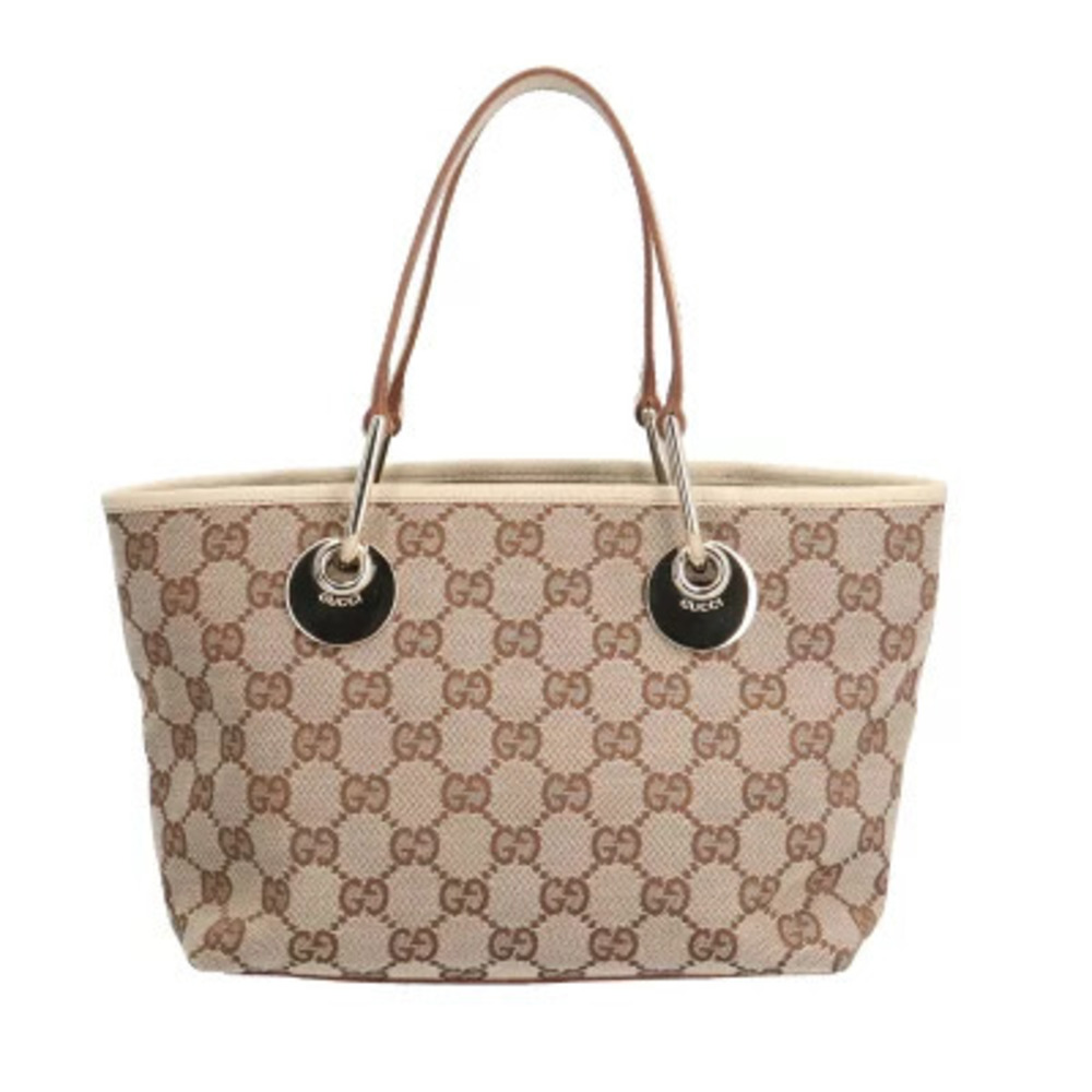 Gucci GG Canvas Eclipse Tote Shoulder Bag Brown